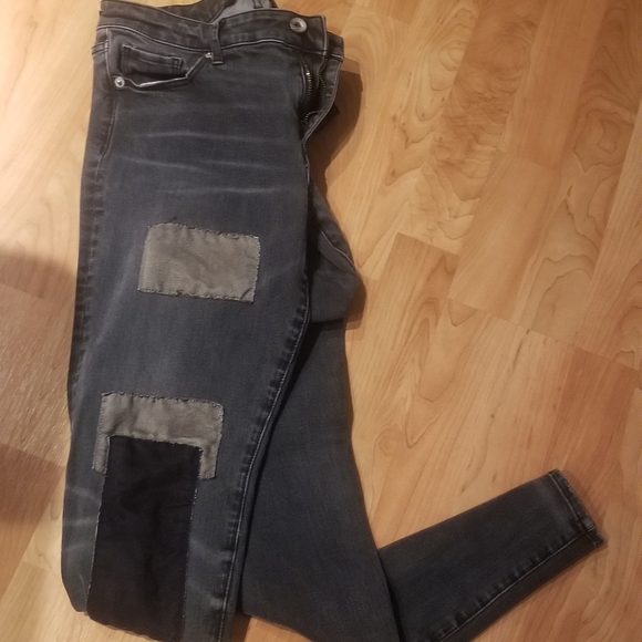 Abercrombie & Fitch skinny patched grey low ride Jean's - Picture 3 of 7